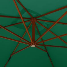Greatstore Viseči dežnik z lesenim drogom, 400x300 cm, zelene barve