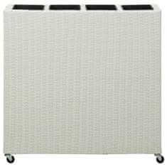 Vidaxl Visoko cvetlično korito s 4 lonci 80x22x79 cm poli ratan belo