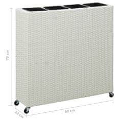 Vidaxl Visoko cvetlično korito s 4 lonci 80x22x79 cm poli ratan belo
