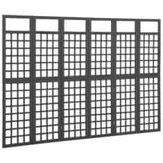 shumee 6-delni paravan/mreža iz lesa jelke črne barve 242,5x180 cm