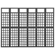 Vidaxl 6-delni paravan/mreža iz lesa jelke črne barve 242,5x180 cm