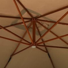 Greatstore Viseči dežnik z lesenim drogom, 400x300 cm, taupe