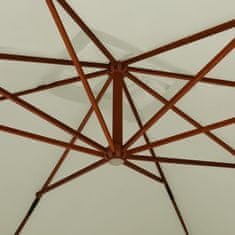 shumee Viseči dežnik z lesenim drogom, 400x300 cm, peščene barve