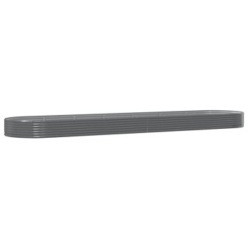 Vidaxl Visoka greda iz cinkanega jekla 600x140x36 cm siva