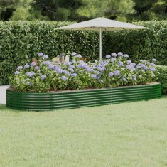 Vidaxl Visoka greda iz cinkanega jekla 373x140x36 cm zelena