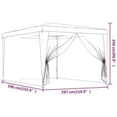 shumee Vrtni šotor s 4 mrežastimi stranicami rdeč 3x4 m HDPE