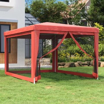 Vidaxl vidaXL 4-stenski mrežasti šotor za zabave rdeč 3x4 m HDPE