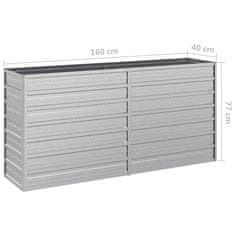 Vidaxl Visoka greda 160x40x77 cm pocinkano jeklo srebrna