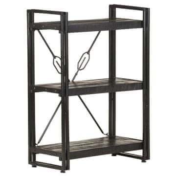 Vidaxl Knjižna omara 3-nadstropna črna 60x30x80 cm trden mangov les