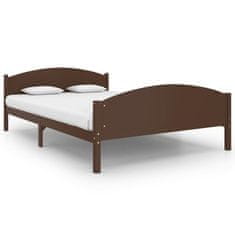 Greatstore Posteljni okvir temno rjav iz trdne borovine 140x200 cm
