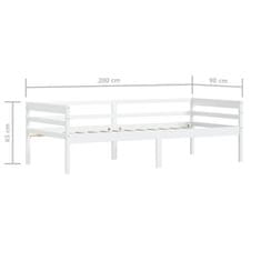 Vidaxl Posteljni okvir bel iz trdne borovine 90x200 cm