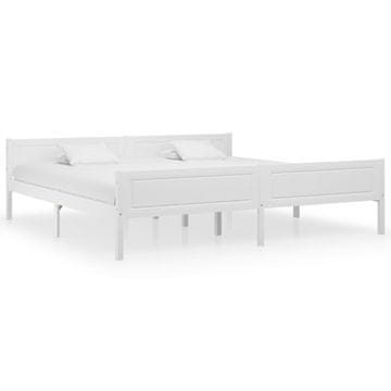 Vidaxl Posteljni okvir iz trdne borovine bel 200x200 cm