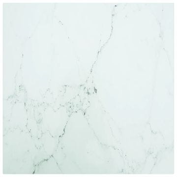 Vidaxl Mizna plošča bela 70x70 cm 6 mm kaljeno steklo z marmorjem