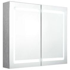 Vidaxl LED kopalniška omarica z ogledalom betonsko siva 80x12x68 cm