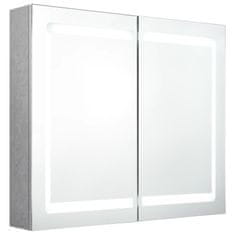 shumee LED kopalniška omarica z ogledalom betonsko siva 80x12x68 cm