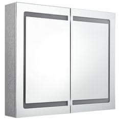 Vidaxl LED kopalniška omarica z ogledalom betonsko siva 80x12x68 cm