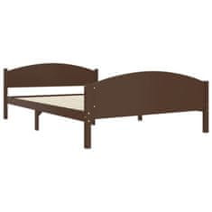 Greatstore Posteljni okvir temno rjav iz trdne borovine 140x200 cm