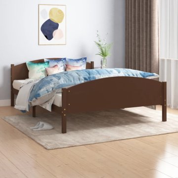 Greatstore Posteljni okvir temno rjav iz trdne borovine 140x200 cm