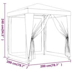 Vidaxl Vrtni šotor s 4 mrežastimi stranicami antracit 2x2 m HDPE