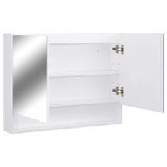 Greatstore LED kopalniška omarica z ogledalom bela 80x15x60 cm MDF