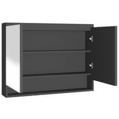 Vidaxl Kopalniška omarica z ogledalom 80x15x60 cm MDF antracitna