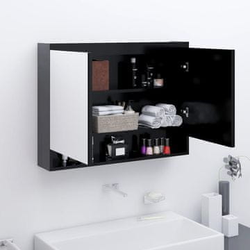 Vidaxl Kopalniška omarica z ogledalom 80x15x60 cm MDF antracitna