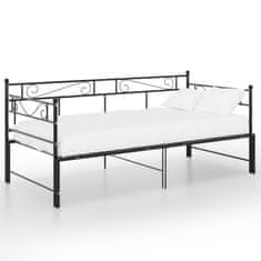 Greatstore Izvlečni posteljni okvir črn iz kovine 90x200 cm