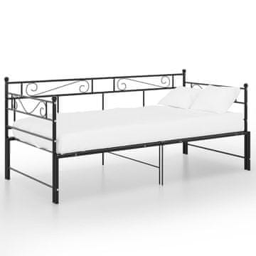 Vidaxl Izvlečni posteljni okvir črn iz kovine 90x200 cm