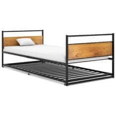 shumee Izvlečni posteljni okvir črn iz kovine 90x200 cm