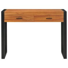 Vidaxl Pisalna miza z 2 predaloma 100x40x75 cm predelana tikovina