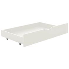 Vidaxl Posteljni okvir z 2 predaloma bela trdna borovina 90x200 cm