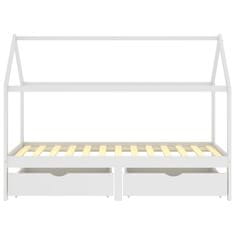 Vidaxl Otroški posteljni okvir s predali bela trdna borovina 90x200 cm