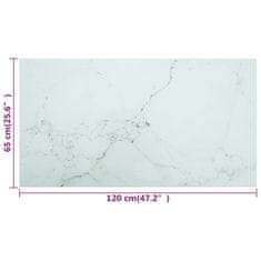 Vidaxl Mizna plošča bela 120x65 cm 8 mm kaljeno steklo z marmorjem