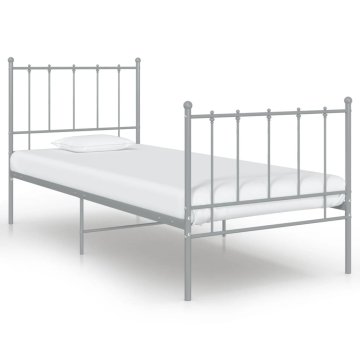 Vidaxl Posteljni okvir siv kovinski 90x200 cm