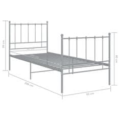 Vidaxl Posteljni okvir siv kovinski 90x200 cm