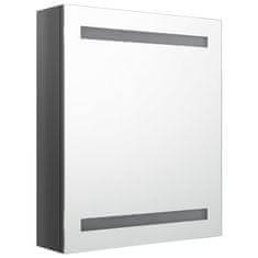 Vidaxl LED kopalniška omarica z ogledalom sijoče siva 50x14x60 cm