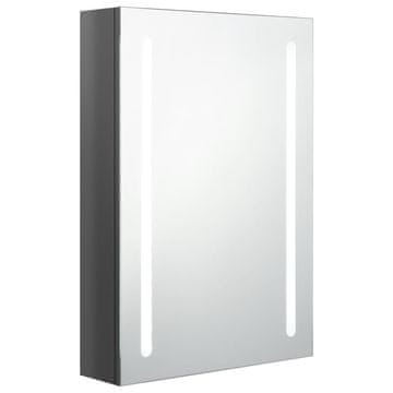 Vidaxl LED kopalniška omarica z ogledalom sijoče siva 50x13x70 cm