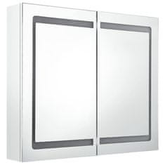 shumee LED kopalniška omarica z ogledalom sijoče bela 80x12x68 cm