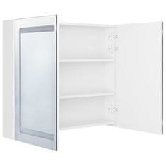 shumee LED kopalniška omarica z ogledalom sijoče bela 80x12x68 cm
