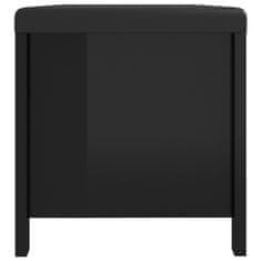 Greatstore Škatla z blazino visok sijaj črna 105x40x45 cm iverna plošča