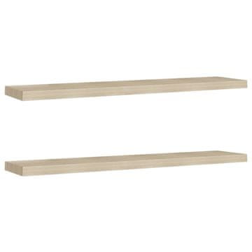 Vidaxl Stenske police 2 kosa barva hrasta 120x23,5x3,8 cm MDF
