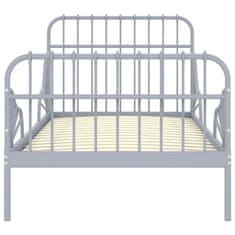 Vidaxl Raztegljiv posteljni okvir siv kovinski 80x130/200 cm