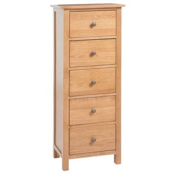 Vidaxl Visok predalnik 45x32x110 cm trdna hrastovina