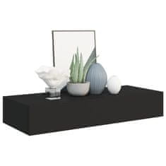 shumee Stenska polica s predalom 2 kosa črna 60x23,5x10 cm mediapan