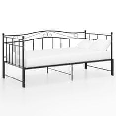 Vidaxl Izvlečni posteljni okvir črn kovinski 90x200 cm