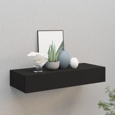 shumee Stenska polica s predalom črna 60x23,5x10 cm mediapan