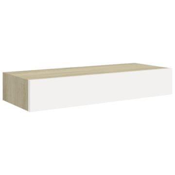 Vidaxl Stenska polica s predali hrast in bela 60x23,5x10 cm MDF