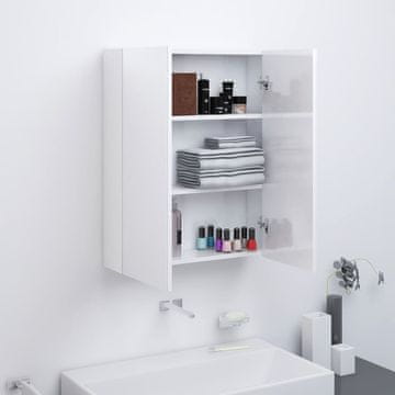 Vidaxl vidaXL Kopalniška omarica z ogledalom, 60x15x75 cm, MDF, sijajno bela