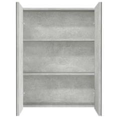 Vidaxl Kopalniška omarica z ogledalom 60x15x75 cm MDF betonsko siva
