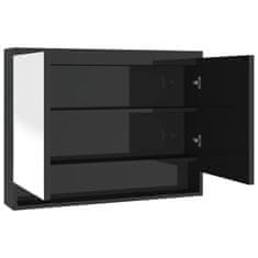 Vidaxl Kopalniška omarica z ogledalom 80x15x60 cm MDF sijoče črna